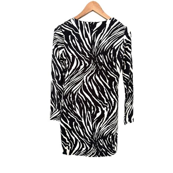 Diane Von Furstenberg DVF Black and White Zebra Print Long Sleeve Dress sz 2 - Picture 8 of 16